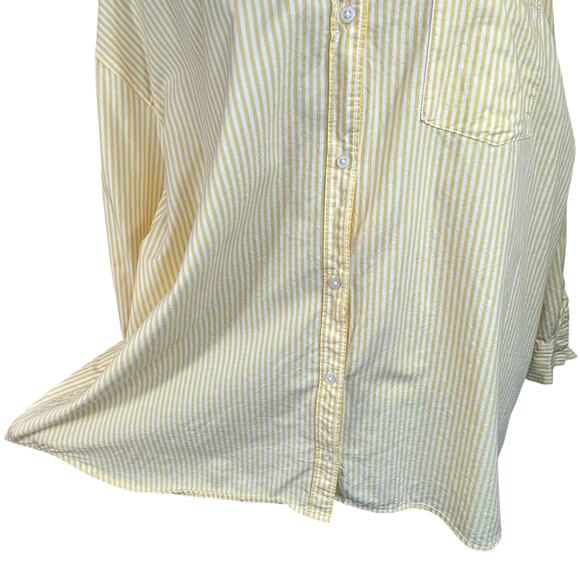 Old Navy X-Large Boyfriend Shirt Top Button-Up Striped Long Sleeve Pocket Collar - Picture 4 of 10
